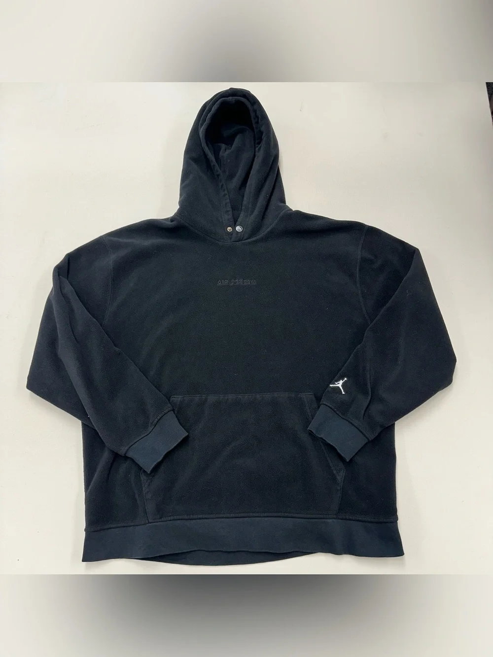 NIKE Air Jordan Hoodie Mens XL Black Plush Fleece Jumpman Logo Sweatshirt